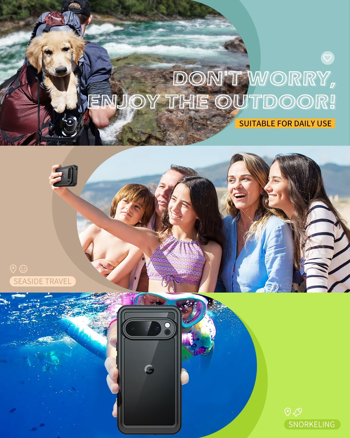 Lanhiem Pixel 10 Pro Case, IP68 Waterproof Dustproof Case with Built-in Screen Protector, Rugged Full Body Shockproof Protective Clear Cover for Google Pixel 10 Pro 6.3 Inch, Black