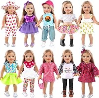 ebuddy 10 Sets 18 Inch Doll Clothes & Accessories - Trendy Fashion Outfits for 18" Girl Dolls, Easy Velcro, Age 3+