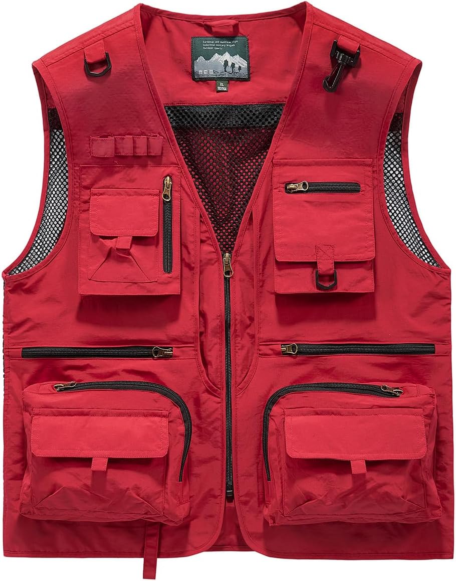Acydar Men's Outdoor Fishing Work Safari Travel Photo Cargo Vest Outdoor Fishing Vest