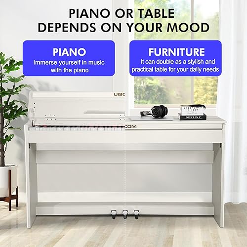 Miniatura 2 de UMP-90 - Piano eléctrico de 88 teclas de tamaño completo semipesado con soporte para muebles, adaptador de corriente, pedales triples, piano digital