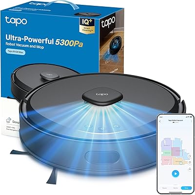 Tapo RV30 Max Robot Aspirapolvere Lavapavimenti con Mappatura 5300Pa, Doppia Nav