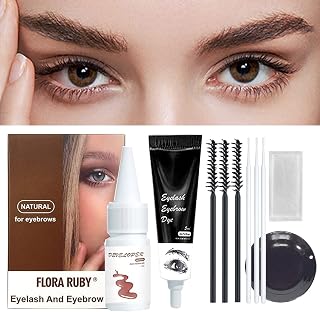 Eyebrow and Eyelash T-i-n-t Kit, 2 In 1 Professional Semi-Permanent Brow & Lash T-i-n-t DYE Makeup, Long Lasting for 8 Weeks, Suitable for Salon & Home Use (Black)