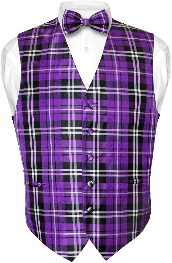 purple black and white dress