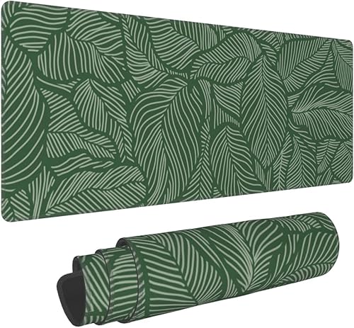 Alfombrilla de mouse grande para juegos, diseño de hojas divididas, tamaño XL, larga extendida, alfombrilla de mesa para escritorio, bonita para