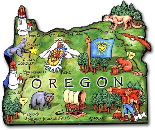 Imán de Oregon Artwood State - Recuerdos coleccionables y regalos por Classic Magnets