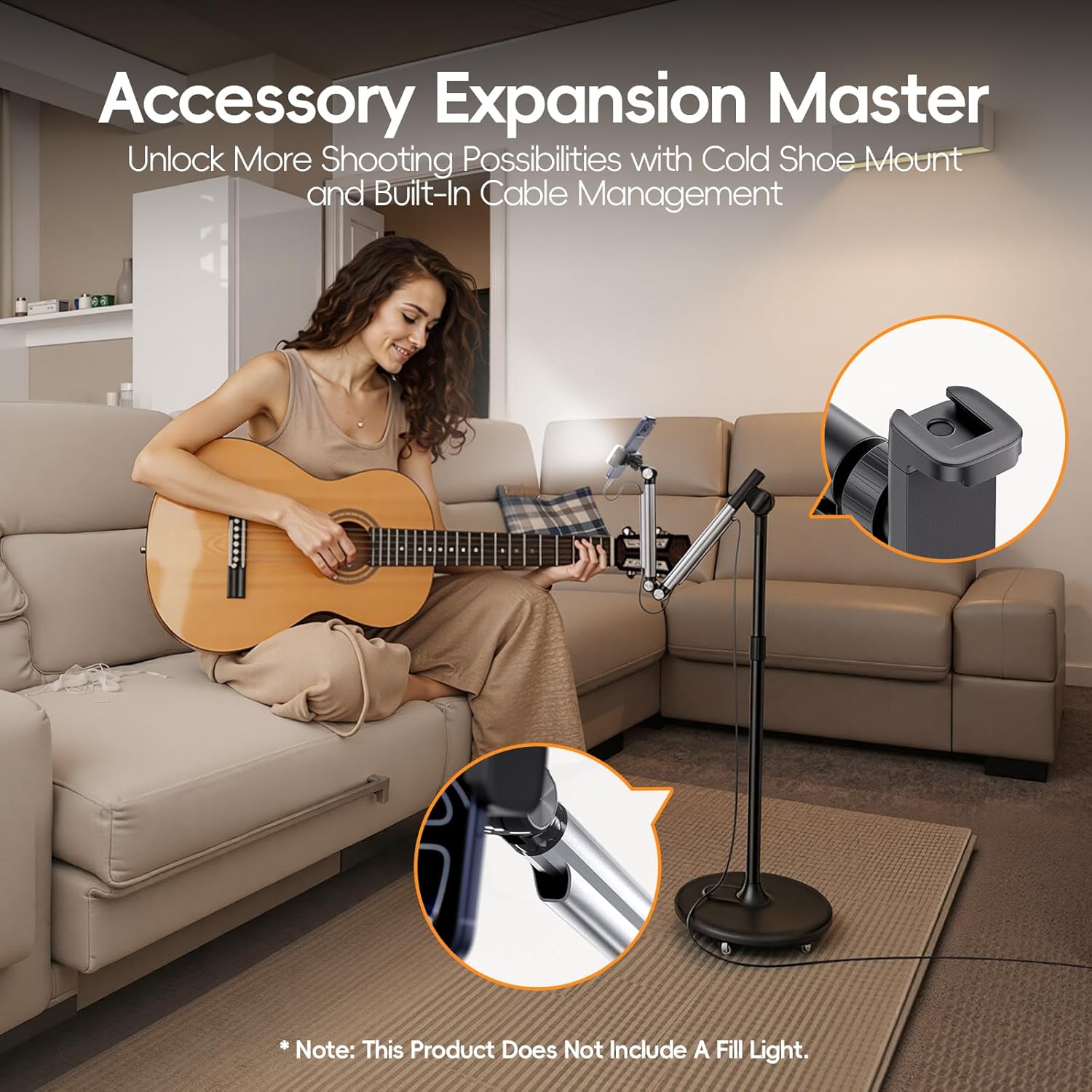 Floor Phone Stand for Recording, Overhead Phone Mount with Wheels and Weight Base, Free Rotation Aluminum Digital Heavy Duty Stand with Adjustable Angles & Height for Content Creation