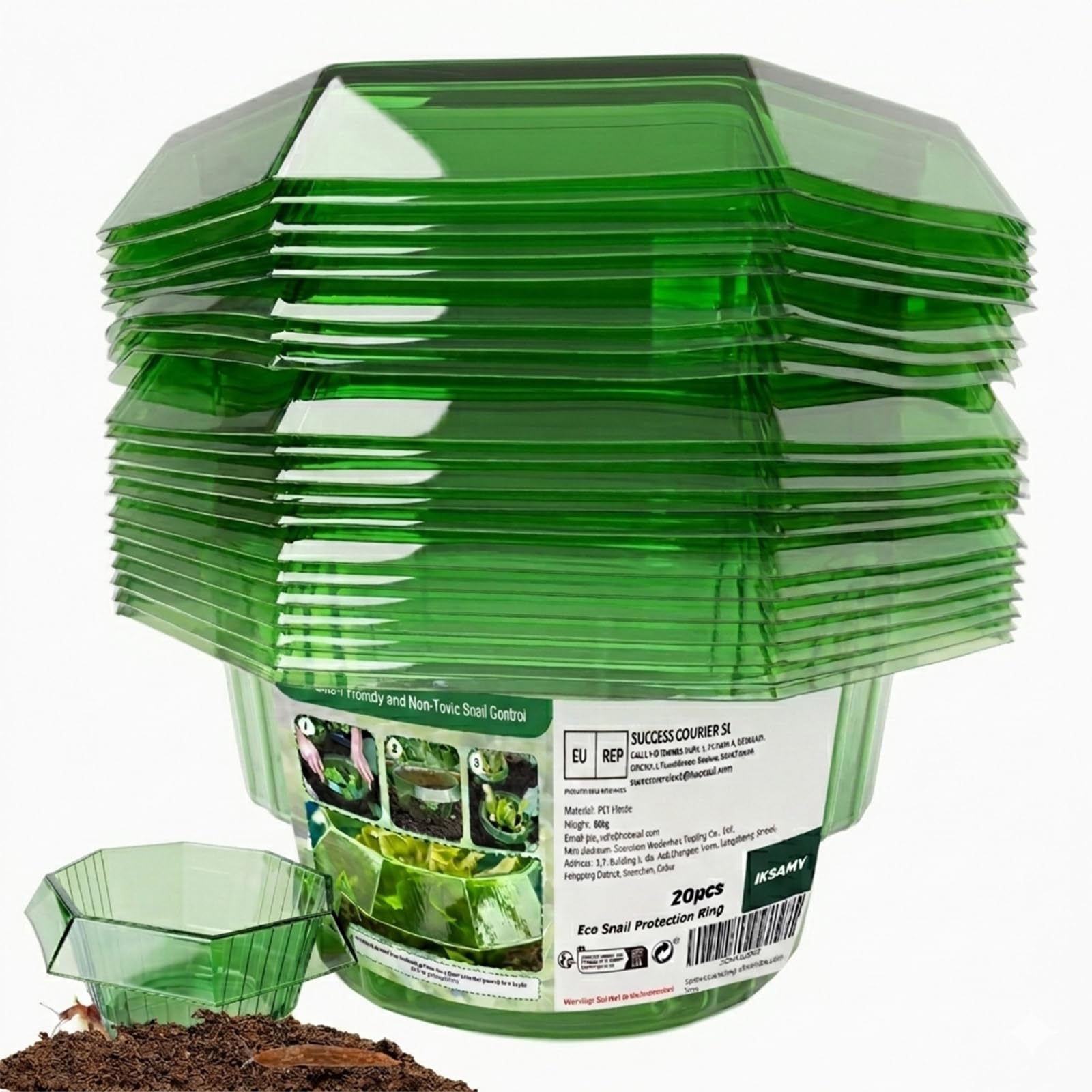 Lot de 20 Colliers Anti-limaces et escargots - Protection Contre Les escargots - sans Poison - en Plastique - pour Plantes et Jardin - Vert (Bord Anguleux)