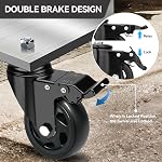 Caster Wheels 5 Inch, Swivel Threaded Stem Casters Set of 4 Heavy Duty 2400lbs, 3/8" -16 x 1 (Stem Diameter 3/8", Stem Length 1") Locking Casters Wheels Black