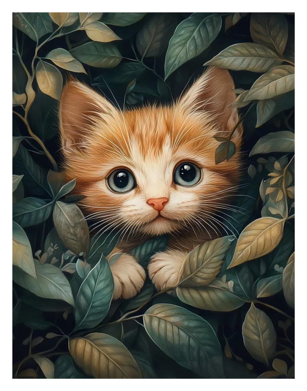 Xenite B Wall Art Canvas Prints Cute Aby Animals In Leaves Posters Prints Vibrant Aby Owl Hedgehog Frog Nature Canvas Painting Wall Picture Home Edroom Decor(,30X40cm)