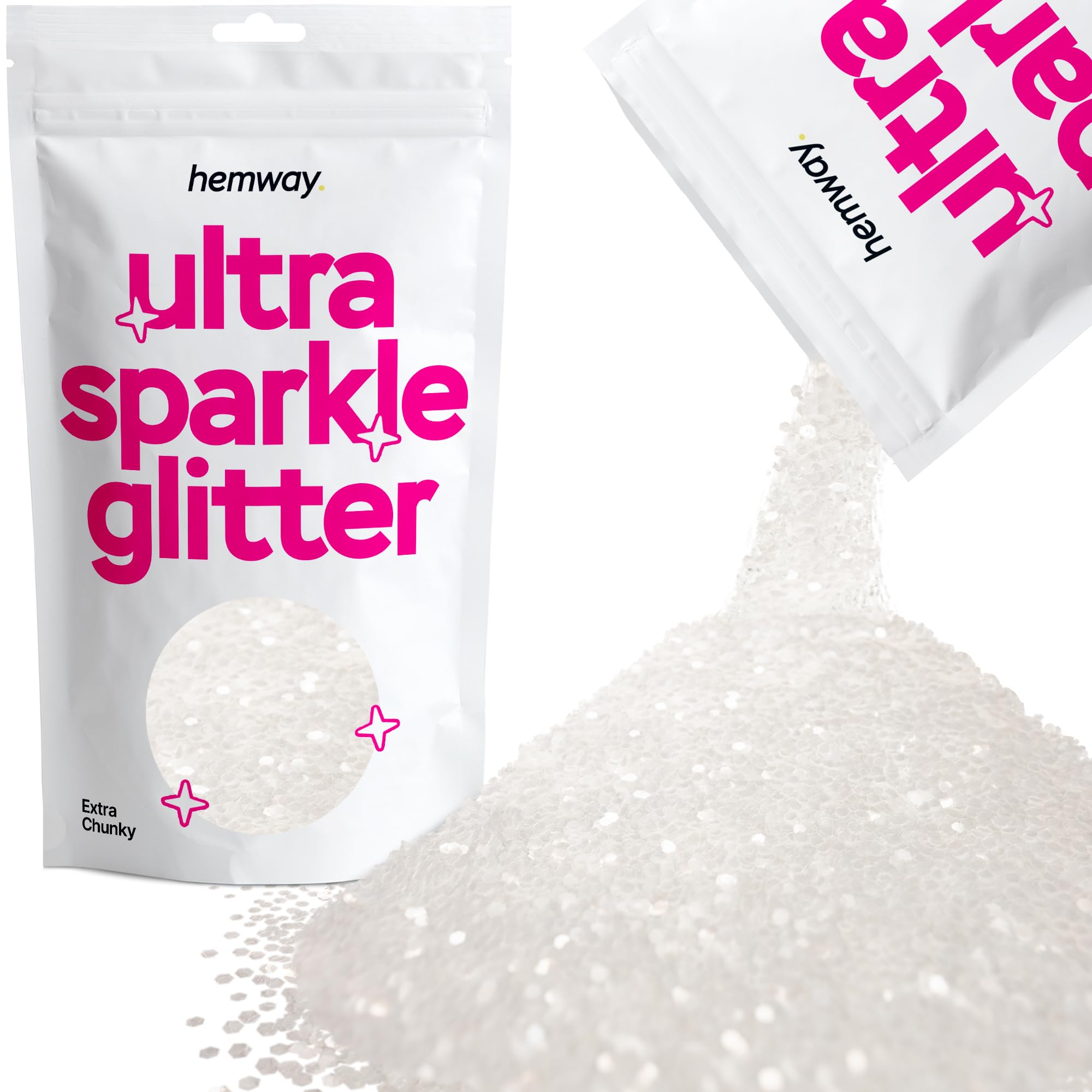 Hemway Ultra Sparkle Glitter Baby Pink Iridescent 100g Fine | Glitter for Arts & Craft, Makeup, Nail Art, Crafting, Card Making, Sparkle Decoration — view 227