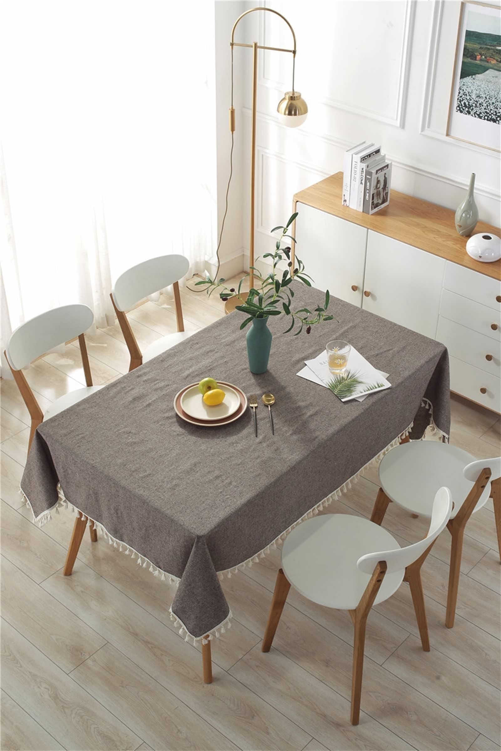 Obrus zmywalny kawa, bawełna len Tablecloth jednokolorowy obrus prostokątny 140 x 220 cm
