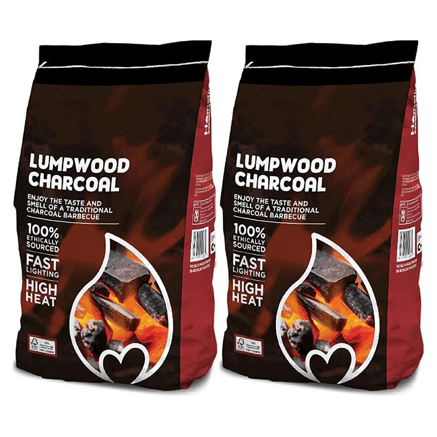 Lumpwood Charcoal 4kg x 2 | Natural Lumpwood Charcoal | BBQ Fuel for Grilling, Smoking & Outdoor Cooking