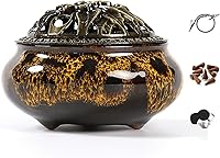 Vista 1 de Quemador de incienso con soporte para varillas de incienso Calabash, cenicero de carbón de porcelana para uso con cono de polvo granular de resina
