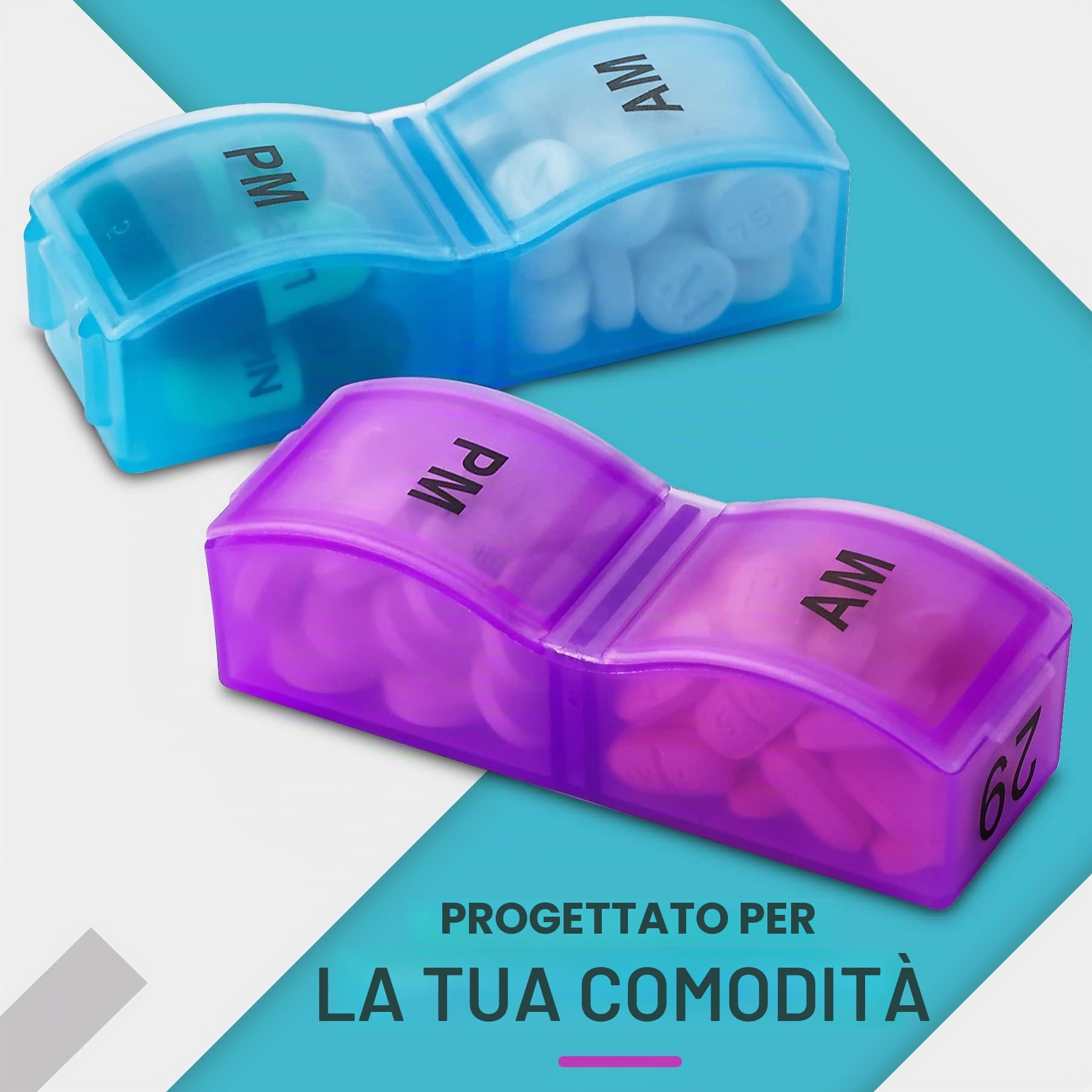 Organizer mensile per pillole 32 scomparti mattina e sera vitamine medicinali