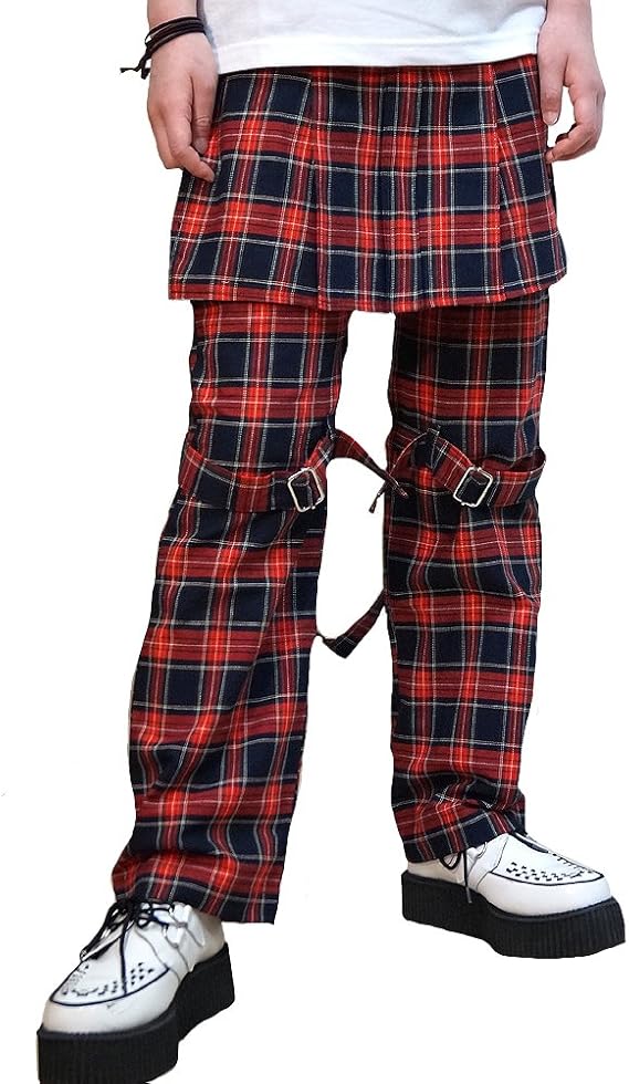 Amazon Co Jp ヘルキャットパンクス Uk パンク ロック V系 ルーズ ボンテージ パンツ Hcp 097 Blk Chk S ファッション