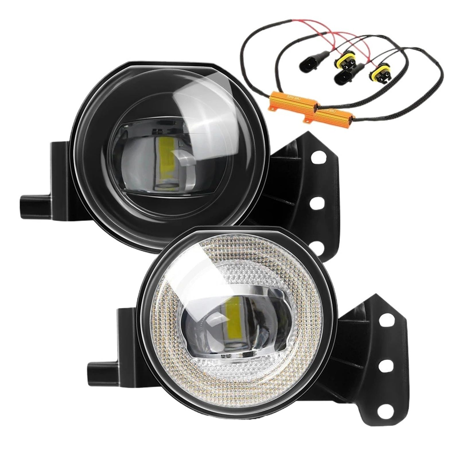 Faro Antiniebla E46 E60 E63 E90 525i 530i 545i 550i 323i 325i Canbus Lámpara LED Antiniebla Circulación Diurna 9006 2 X Luz Ojo Ángel DRL(Blanco)