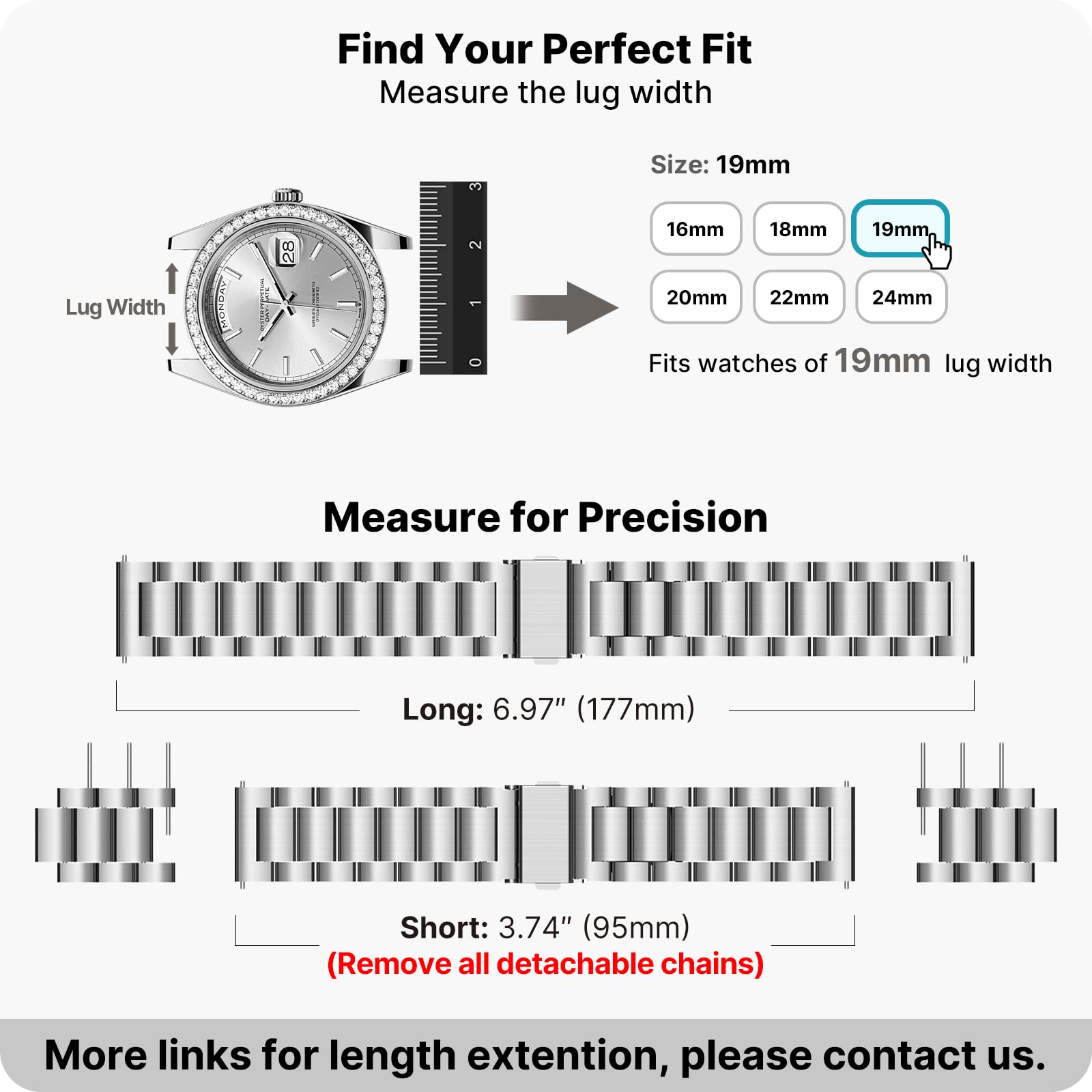 シルバー925 ウォッチブレス ラグ19mm Amazon.com: Fullmosa 19mm Stainless Steel Watch Band, Quick