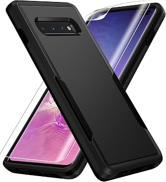 for Samsung Galaxy S10 Plus Case, with Screen Protector [Military Grade Drop Tested] Heavy-Duty Tough Rugged Shockproof Protective Case for Galaxy S10 Plus 6.4 inch, Black