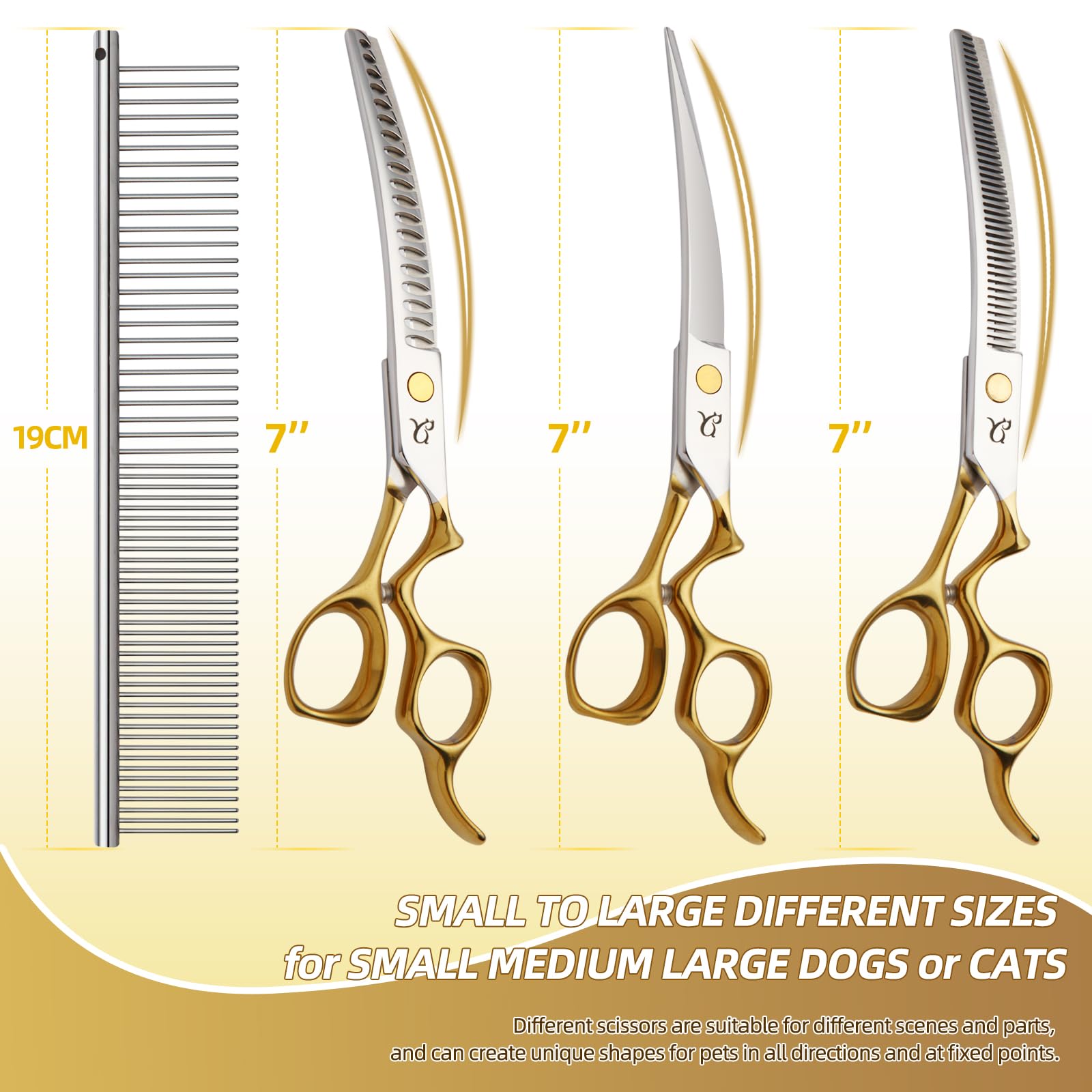 GHSDFBB Professional 7" Dog Grooming Scissors Kit 4pcs, JP