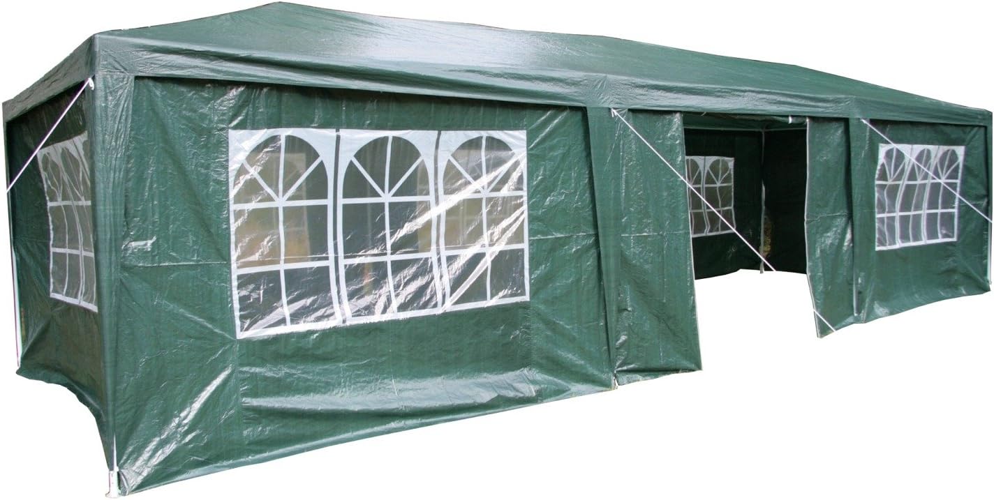 Airwave 3 x 9m Party Tent Gazebo Marquee with 3 x Unique WindBars and Side Panels 120g Waterproof Canopy, Blue, 120g