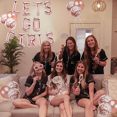 Miniatura 3 de Cartel de globos con texto en inglés «Lets Go Girls», decoraciones de despedida de soltero, pancarta de globos de vaquera con texto en inglés «Let's