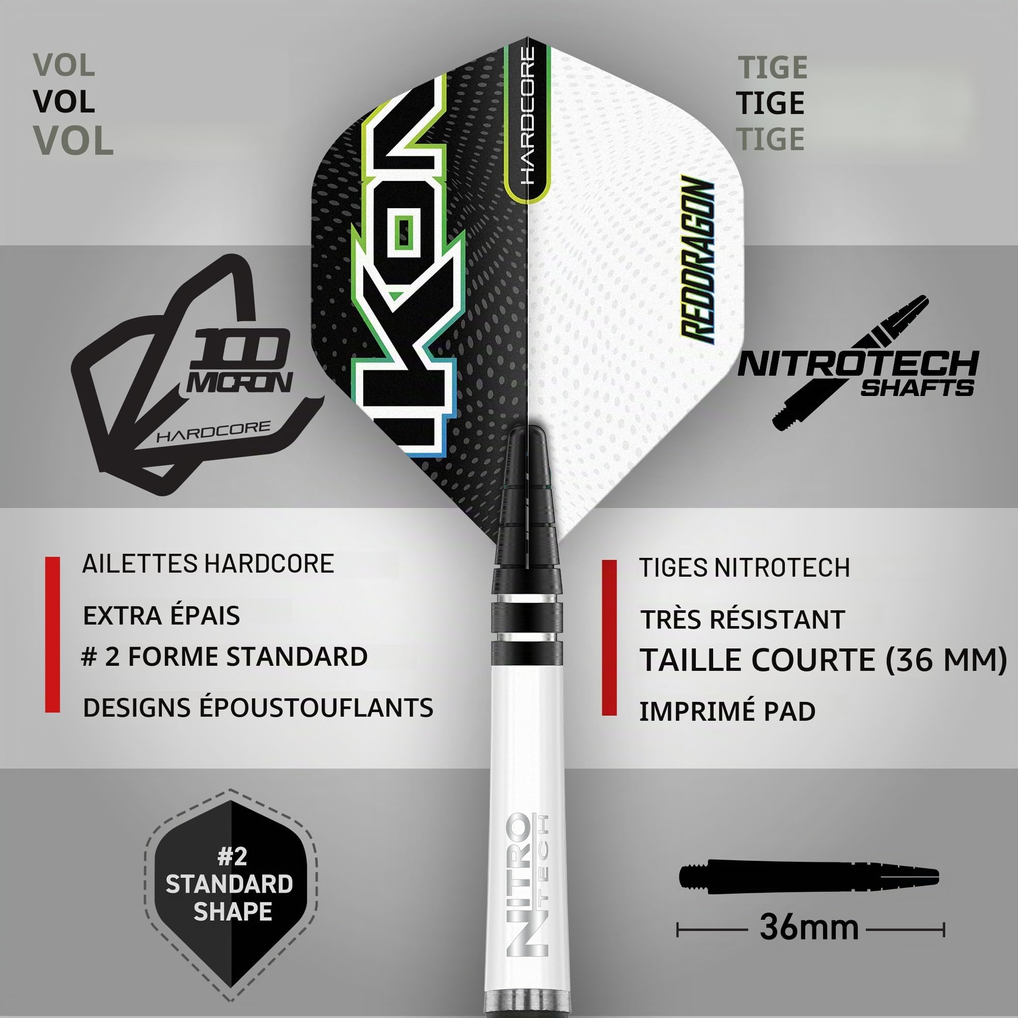 RED DRAGON Ikon Signature Series Professionnel Tungstène Jeu de fléchettes Softip avec ailettes et tiges