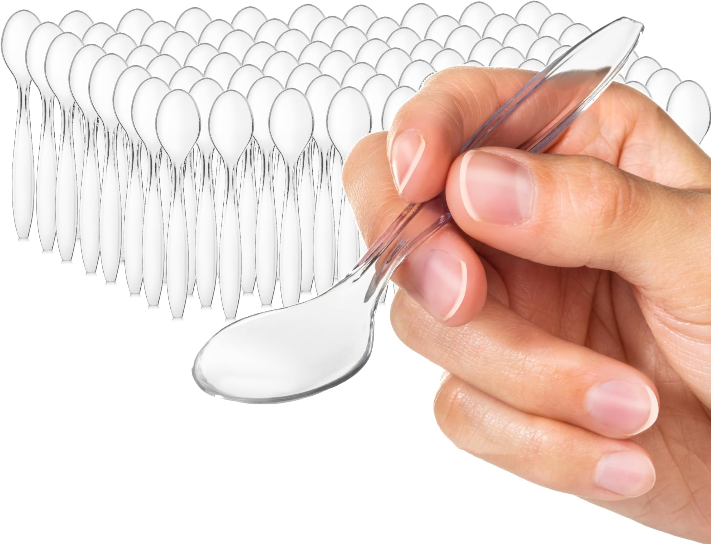 LSR LORESO 250 Count Plastic Ice Cream Tea Spoons 5 Inch - Mini Spoon for Tea, Coffee, Dessert, Ice Cream, Appetizers - Reusable Box of 250CT