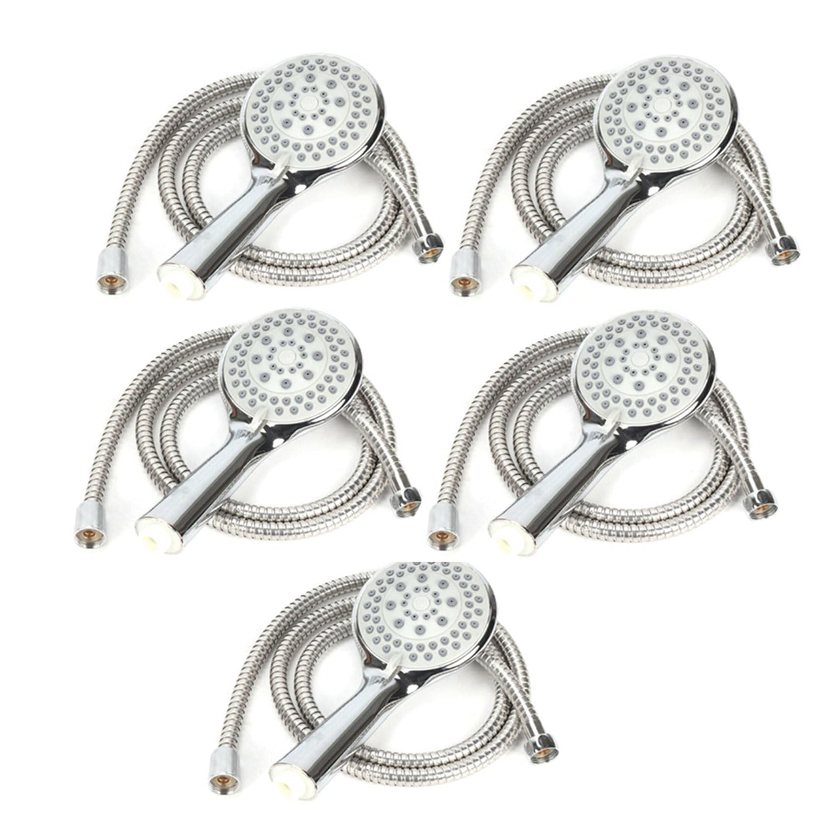 Hndhbfgrt Silver 5X Shower Head Multifunctional Shower Head Handheld Shower Head Water Saving Belt 1.5M Hose