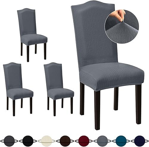 Sufdari Juego de 4 fundas para sillas de comedor, color gris, antideslizantes, de elastano, elásticas, para comedor, hotel (extra grande)