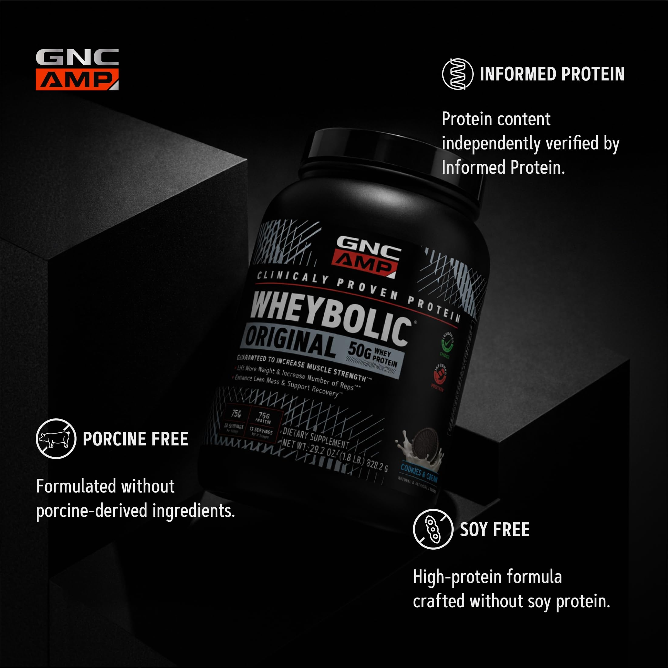 GNC AMP New Wheybolic, Cookies & Cream, 58.4 oz, 26 Servings — Amazon image 5