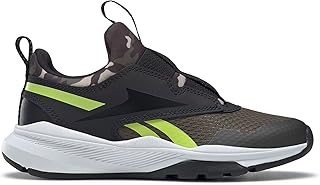 Reebok Boy's XT Sprinter Slip On Running Shoe, Army Green/Black/Acid Yellow, 2 Little Kid