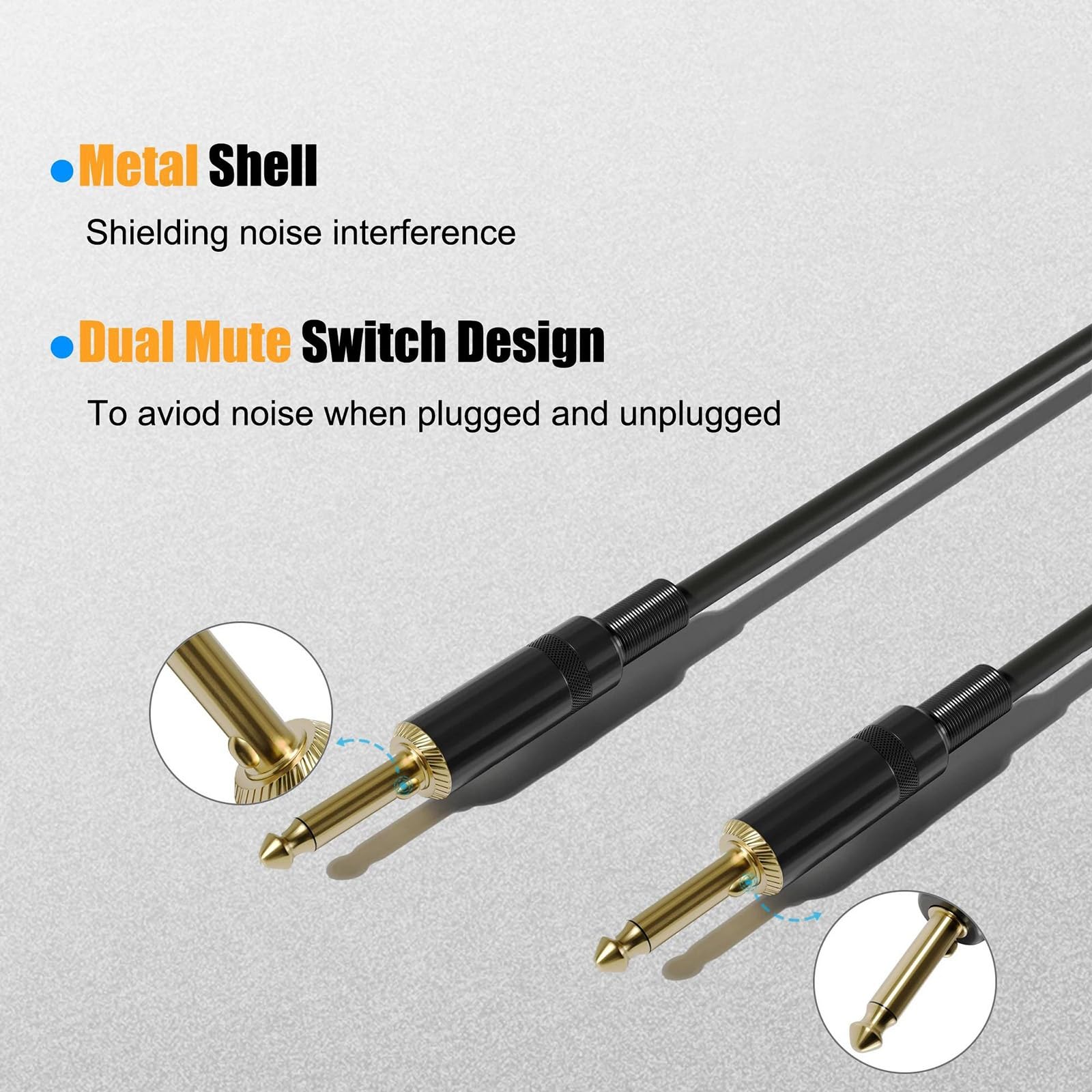 Professionnel Câble Audio Câble De Guitare À Double Prise Droite De 3m, Double Noyau OFC Muet, Coque Métallique, Câble Audio Anti-traction De 6.35mm