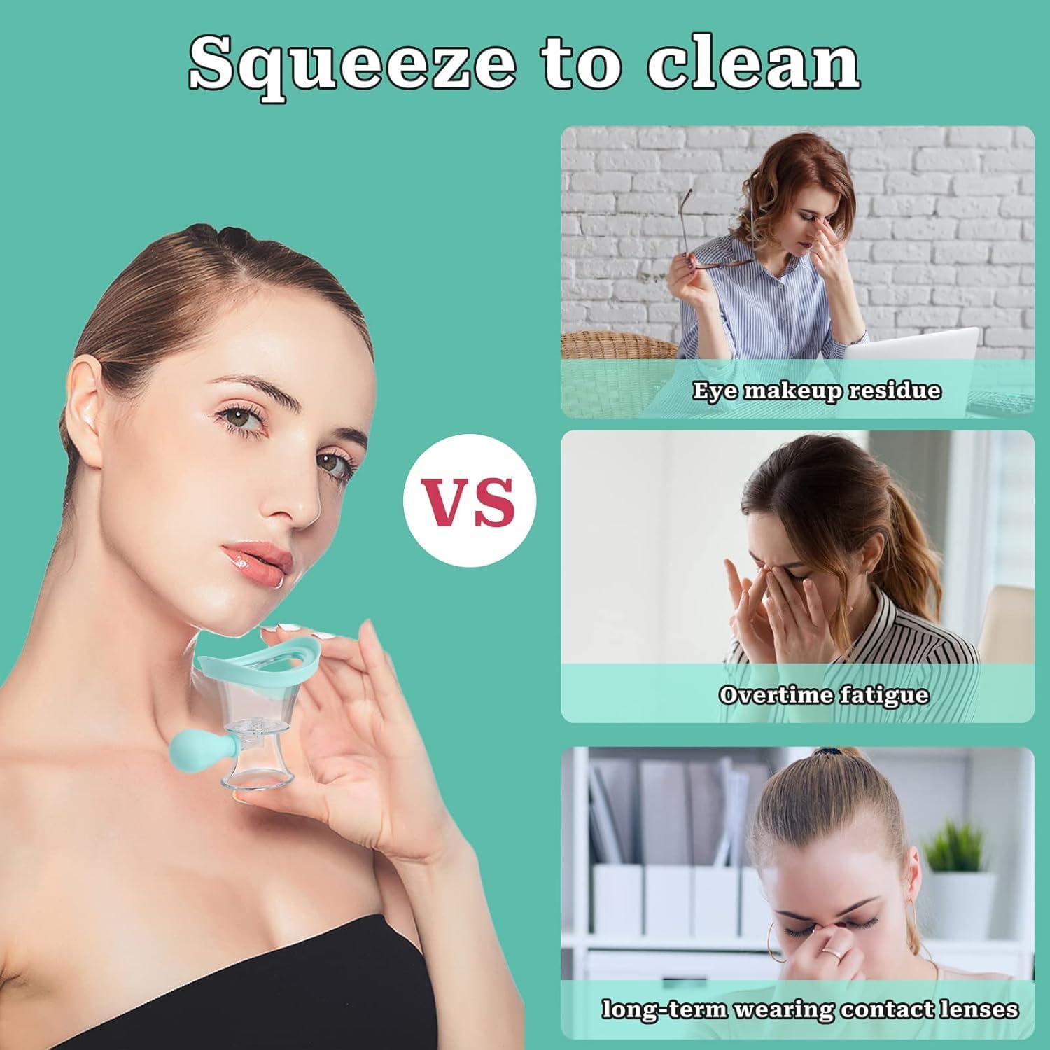 Wickston Originol Eye Wash Cup,Squeeze Rinsing Eye Wash Cup For Tired Eyes, Silicone Manual Air Pressure Eye Cleaning Cup for Eye Rinse, Reduce Dust and Cosmetic Irritation 2
