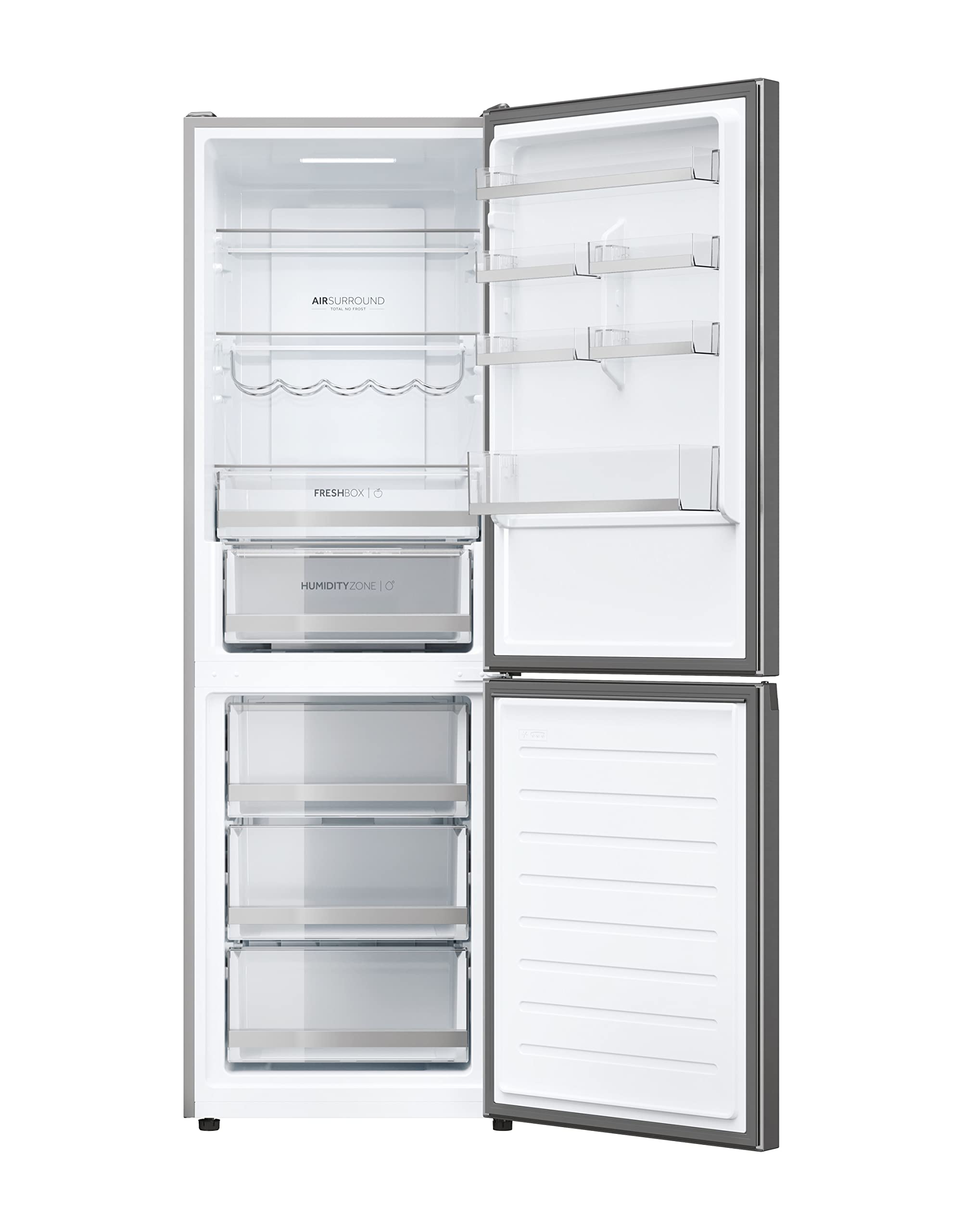Haier 2D 60 SERIE 3 HDW3618DNPK - Frigorifero-congelatore combinato con frontale in acciaio inox, Total No Frost, app Smart hON, HumidityZone, capacità utile XXL, silenzioso, solo 36 dB (A), inox