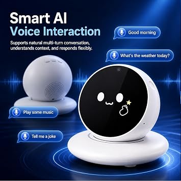 Intelligent AI Voice Robot for Car Dashboard, Voice Activated Interactive Electronic Companion, Hands-Free Smart Driving Assistant, Cute Vehicle Traveling Gadget for Adults(White)
