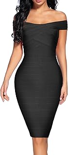 Women's Bandage Dress Off The Shoulder Spaghetti Bodycon Club Party Dress