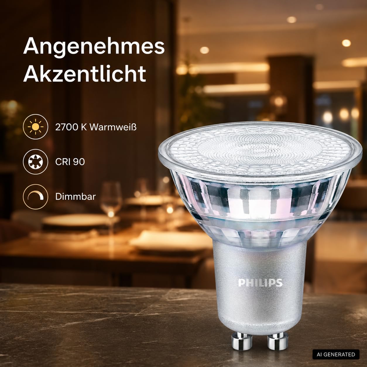 Philips 10x MASTER Value LEDspot PAR16 GU10, Warmweiß, 3,7 W, dimmbar, 355 lm, 60 Grad, 50 W Äquivalent, 220-240 V 10er SPARPACK