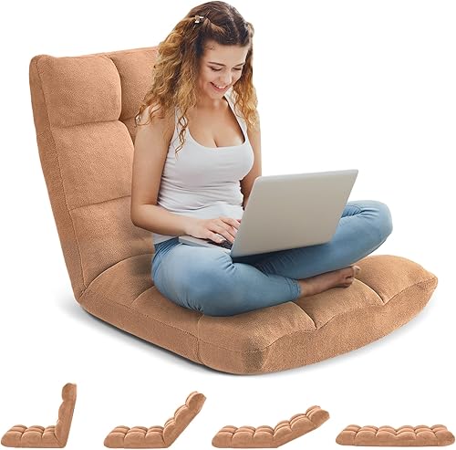 Miniatura 111 de Silla plegable para juegos de suelo de 14 posiciones, acolchada y ajustable, con algodón transpirable y terciopelo coral agradable a la piel para