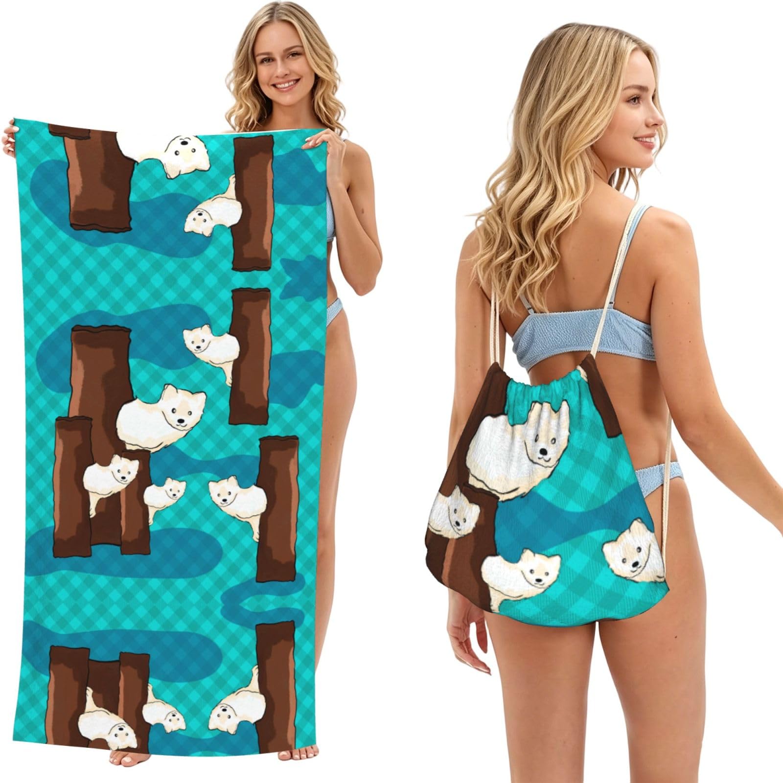 SXZVVBN Cute little raccoon 2-in-1 Beach Towel Bag, Quick Dry Sand Free Travel Towel Backpack for Adults