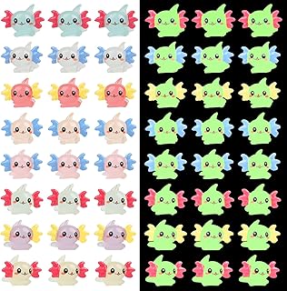24PCS Mini Resin Luminous Axolotl,Multicolor Glow in The Dark Micro Miniature Tiny Axolotl Figures for Garden Landscape Aquarium Dollhouse Decoration