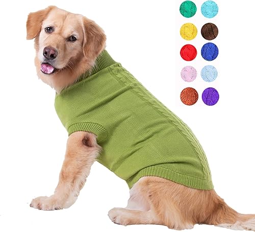 Miniatura 39 de Suéter para perros pequeños, medianos y grandes, gatos y cachorros, cálido, bonito, de invierno, clásico, con cuello alto, ideal para Navidad