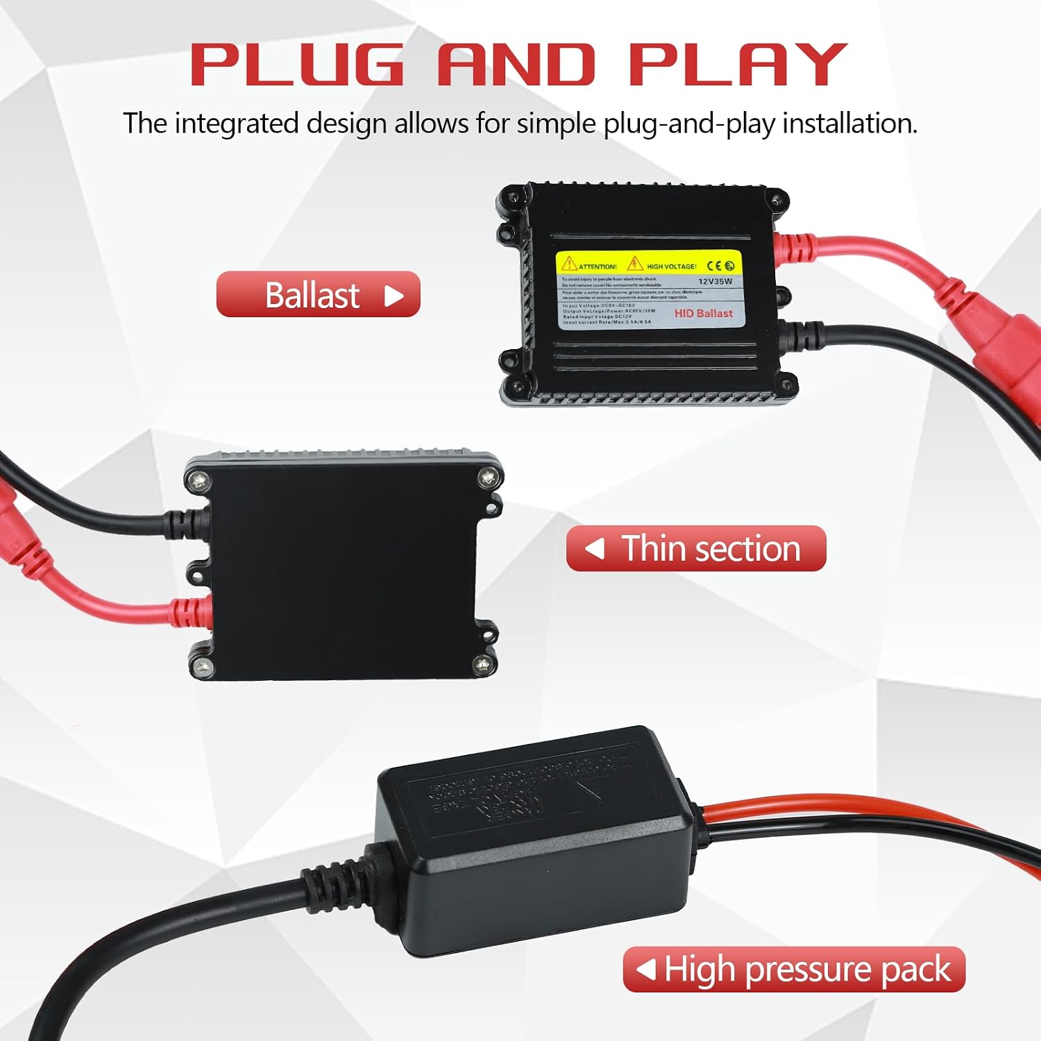 Wuyaoyao 2PCS DC12V 35W Xenon HID Ballast, Ultrathin Xenon Lamp Ballasts, Automotive Headlight Stabilizer HID Ballast Replacement for H1 H3 H4 H7 H11 H13 9005 9006 9007 5202 880, Car Accessories (35W)
