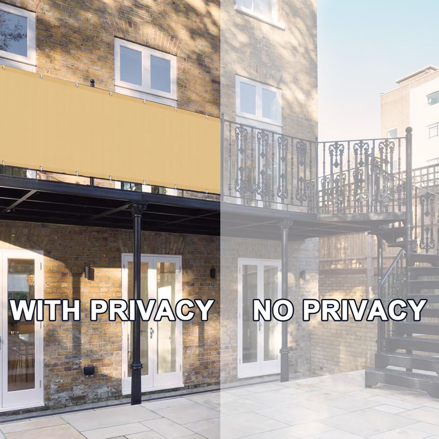 LOVE STORY Balcony Privacy Screen, 3.3' x19.7' Sand Deck Shield Screen Fence Cover (HDPE),UV Protection and Weather-Resistant,3 FT Height for Deck, Patio, Backyard, Outdoor Pool, Porch, Railing