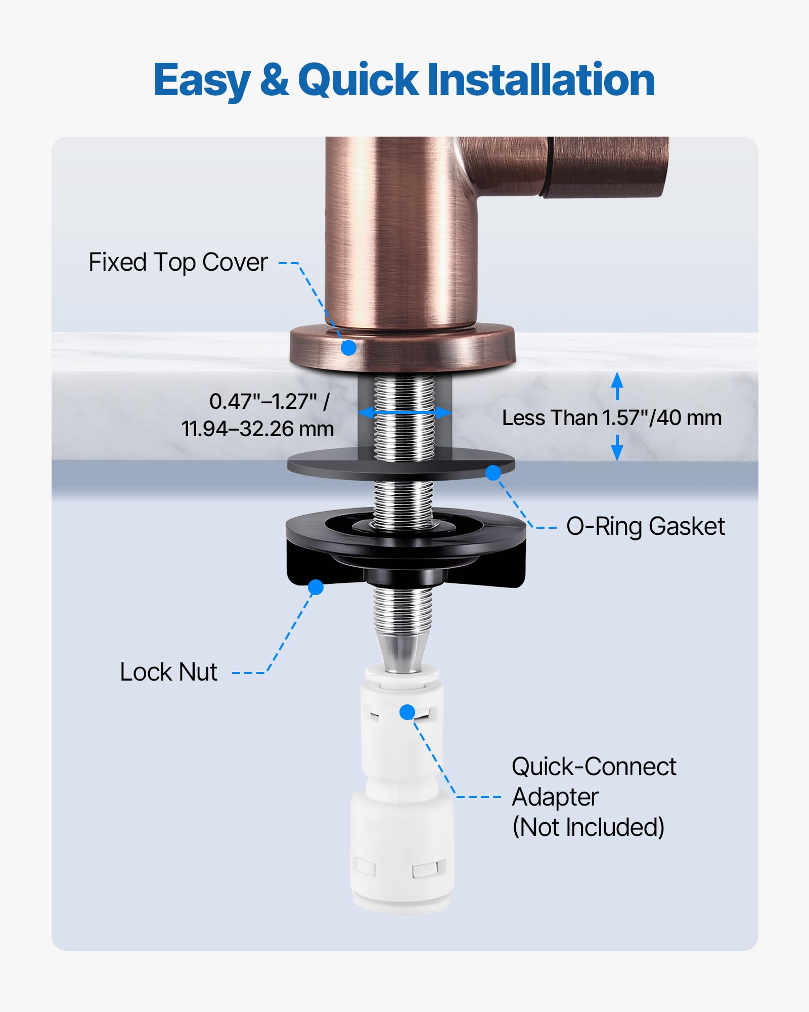 VEVOR Grifo de Acero Inoxidable para Agua Potable sin Plomo, Grifo de Ósmosis Inversa con Válvula de Latón Macizo, Resistente a la Corrosión y Duradero, para Fregadero de Cocina, Bar, Cafetería
