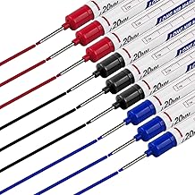 9 x Deep Hole Markers, Permanent Marker Pens with Fine Tip 20 mm, Carpenter Marker for Wood, Metal, Plastic and Cardboard (Black, Blue, Red)