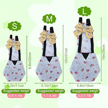 Pet Chicken Duck Diapers Washable Reusable and Adjustable Nappy Poultry Cloth for Goose Duck Hen Chicken[L Blue flower] Health Supplies