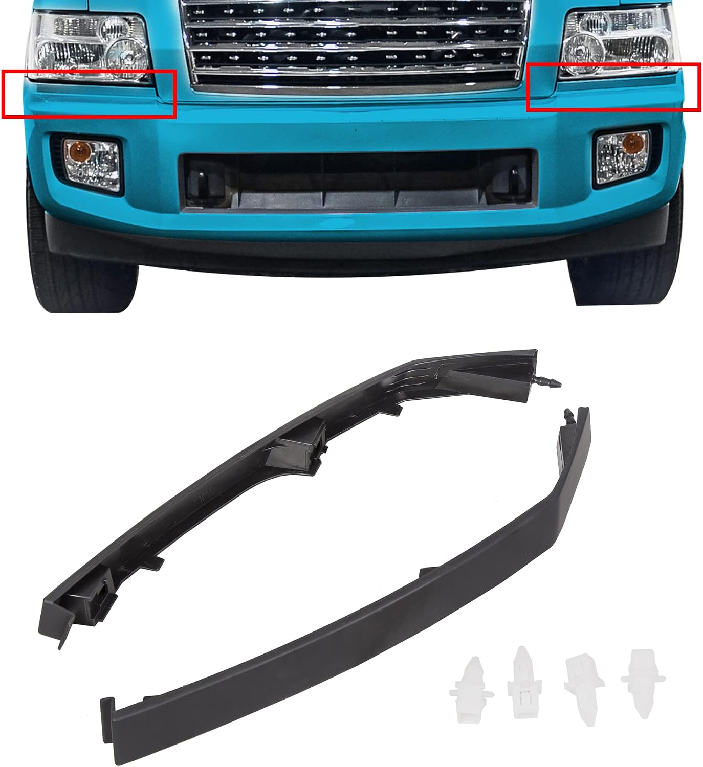 ECOTRIC Bumper Filler Headlight Molding Trim Compatible with 2004-2015 Nissan Armada Titan Infiniti QX56 Replacement for 622357S300 622347S300 NI1088106 Lower Headlamp Retainer Left & Right