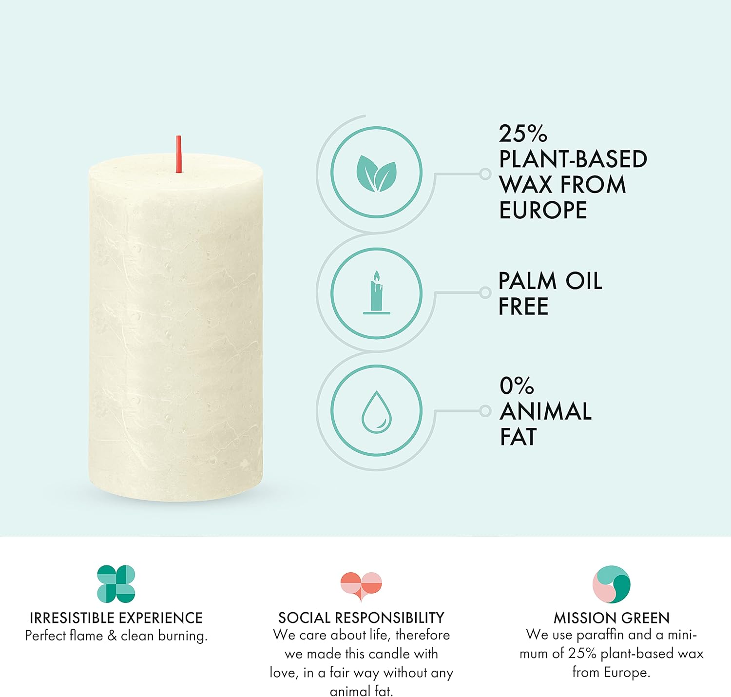 BOLSIUS 6 Pack Ivory Rustic Pillar Candles - 2.75 X 5 Inches - Premium European Quality - Natural Eco-Friendly Plant-Based Wax - Unscented Dripless Smokeless 60 Hour Party Décor and Wedding Candles