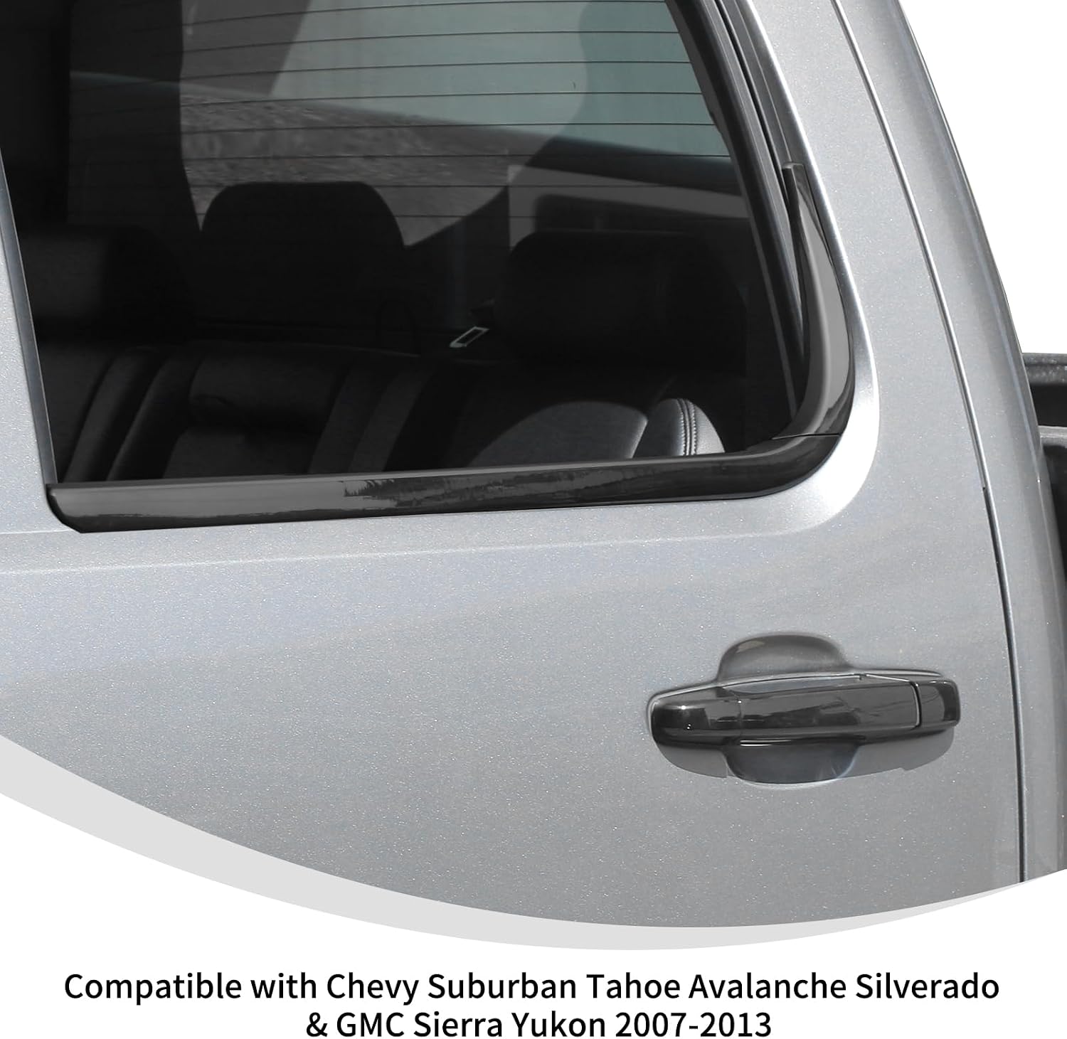 Linskip Door Window Trim Molding Compatible with 2007-2013 Chevy Avalanche Suburban Tahoe Silverado & GMC Sierra Yukon 2014, Black Window Frame Molding, Exterior Accessories
