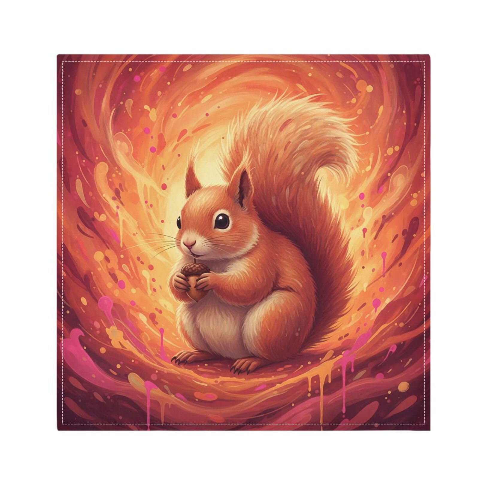Ttgoth Squirrel Cloth Napkin Set of 4 Washable & Reusable Dinner Napkins for Dining Table, Banquets, Wedding, Party, 50x50 cm